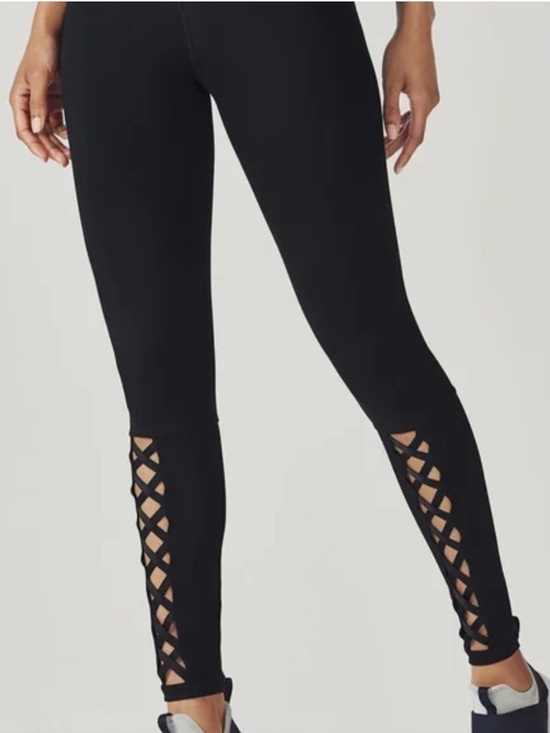 Fabletics Pants - Fabletics Womens Lace Up Front Crisscross Black Athletic Leggings Medium M